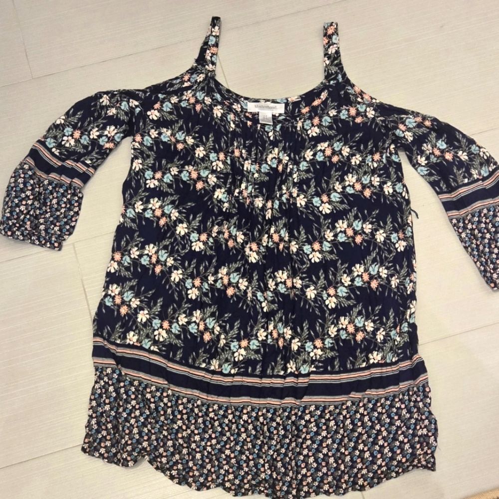 Motherhood Maternity Blue Smocked Blouse